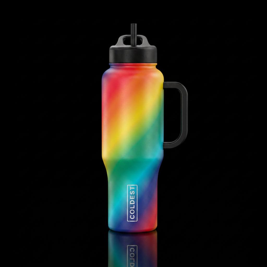 Chasing Rainbows water bottle design