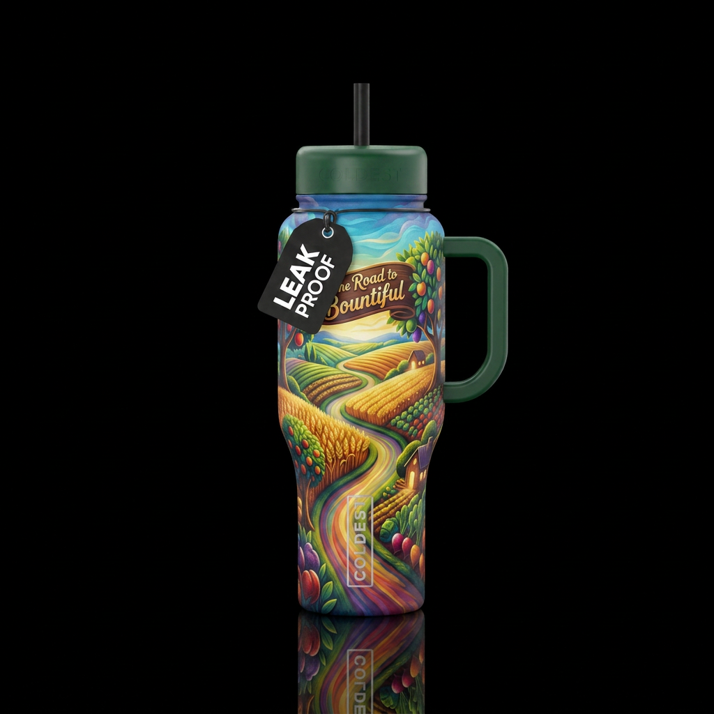 The Road to Bountiful water bottle design