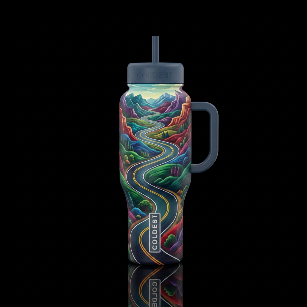 The Winding Road water bottle design