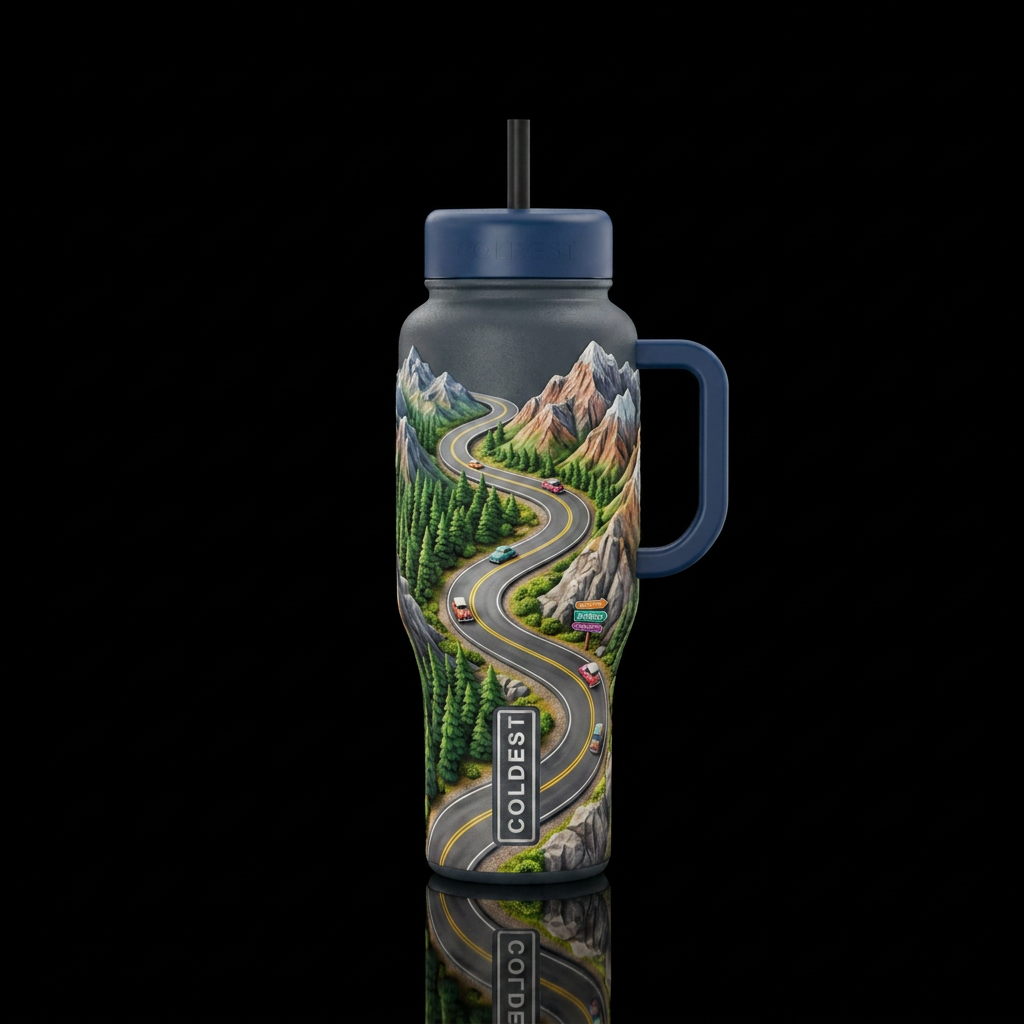 The Winding Road water bottle design