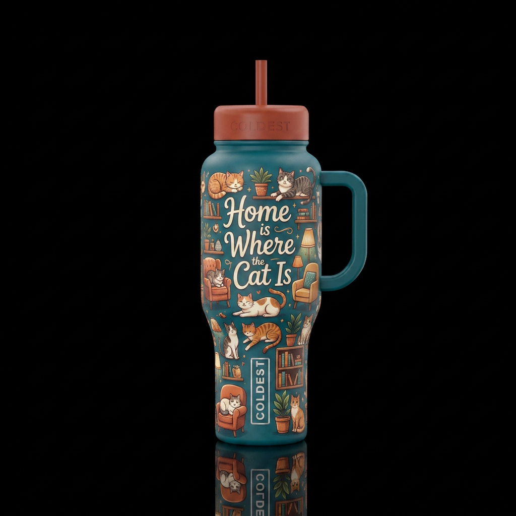 Home is Where the Cat Is water bottle design