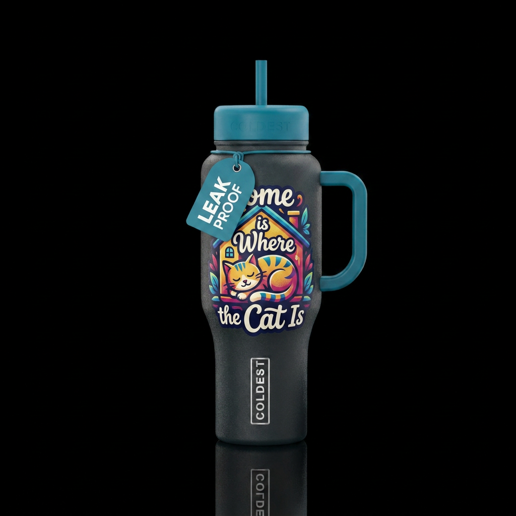 Home is Where the Cat Is water bottle design