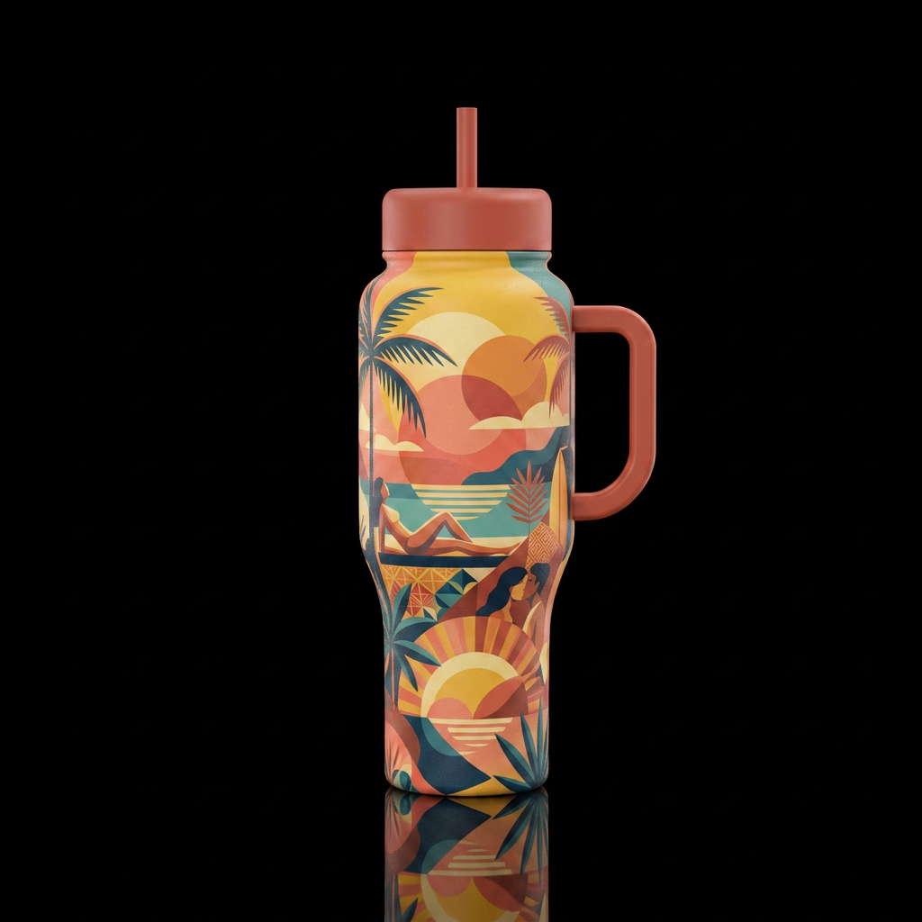 Sunbathe Kiss water bottle design