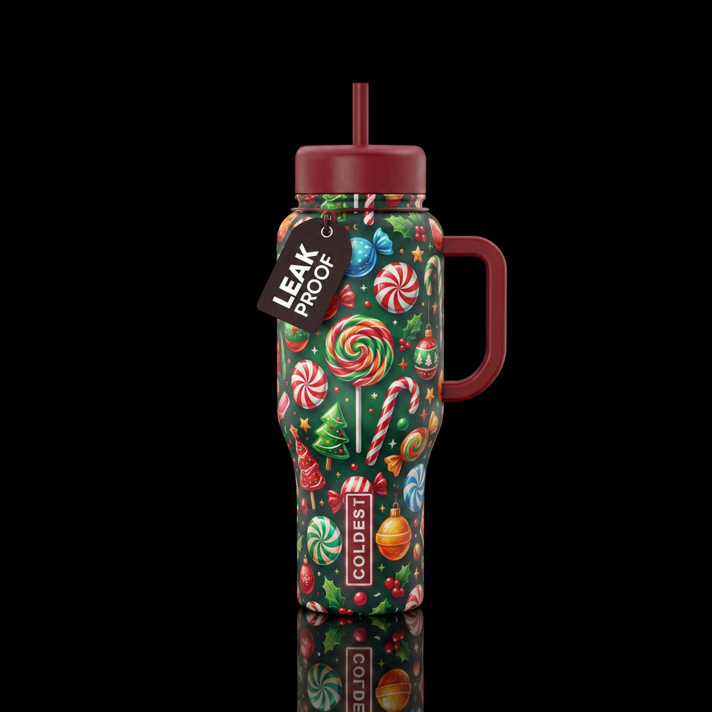 Hard Candy Christmas water bottle design
