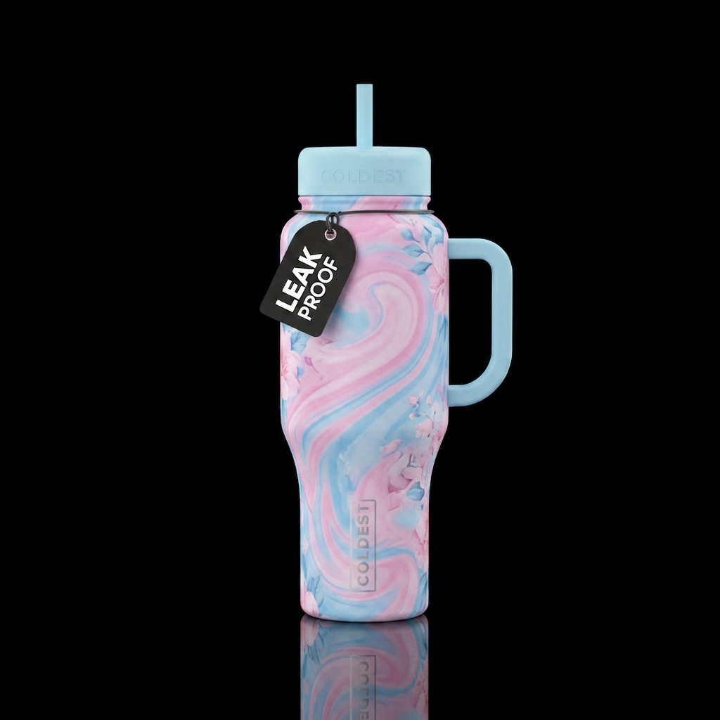 Cotton Candy Swirl  Floral water bottle design