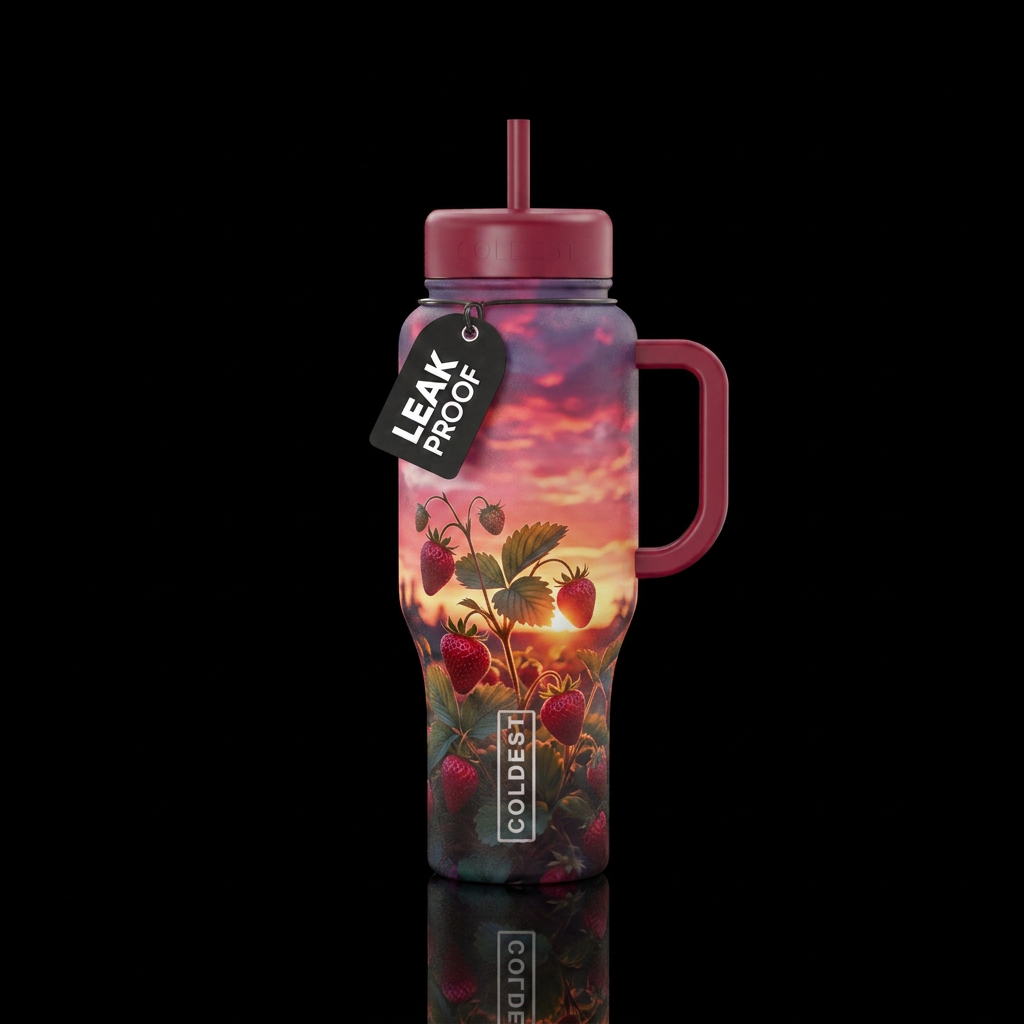 Strawberry Sunset water bottle design