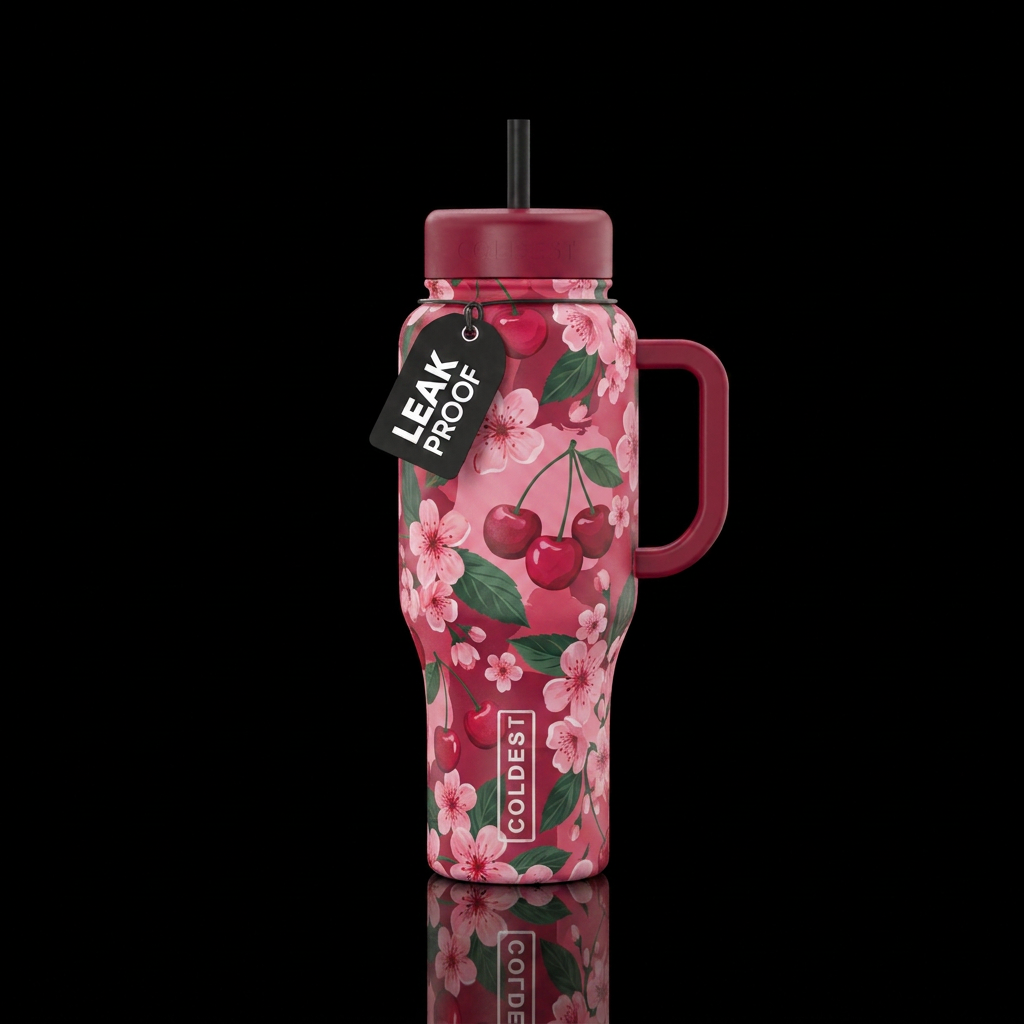 Cherry Floral water bottle design