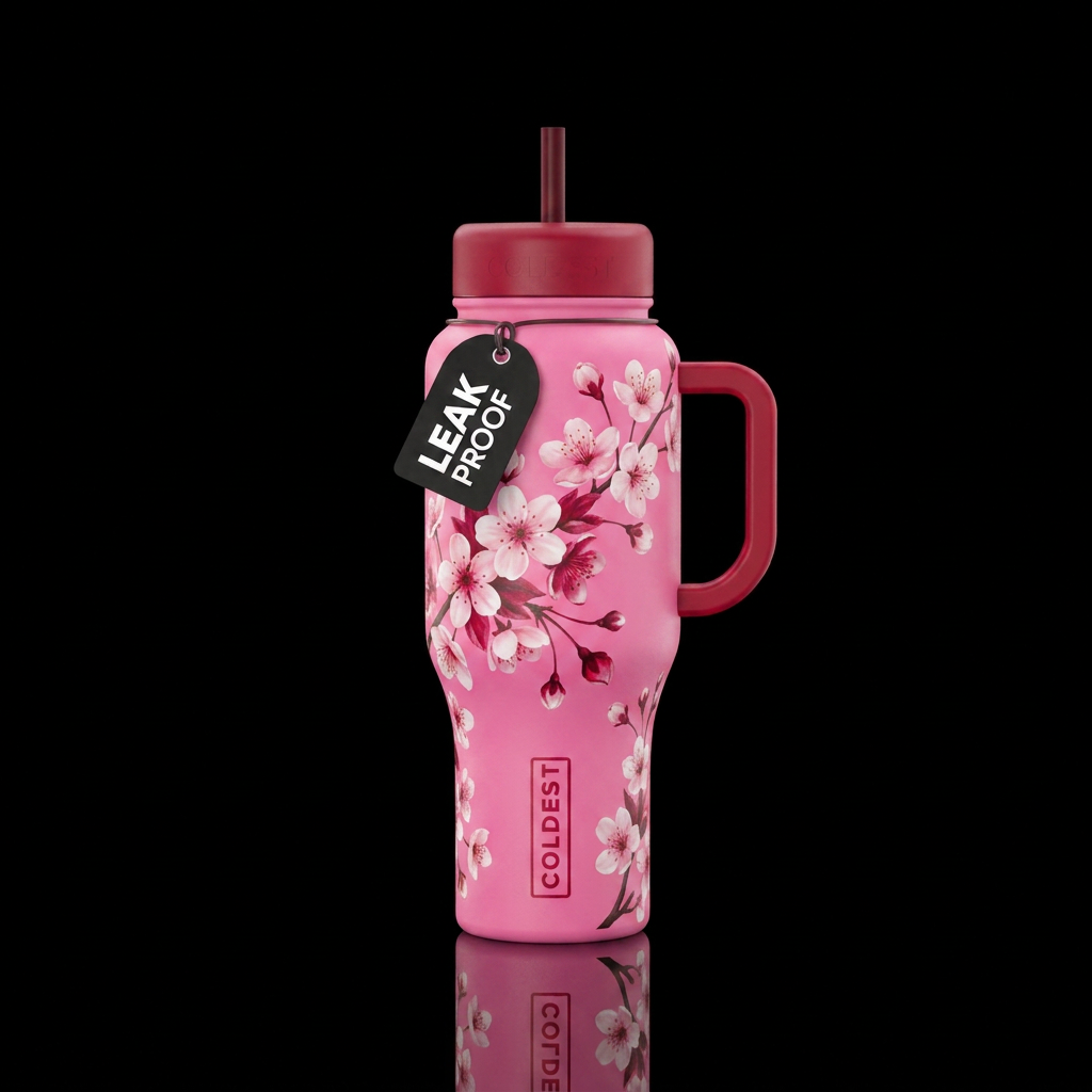 Cherry Floral water bottle design