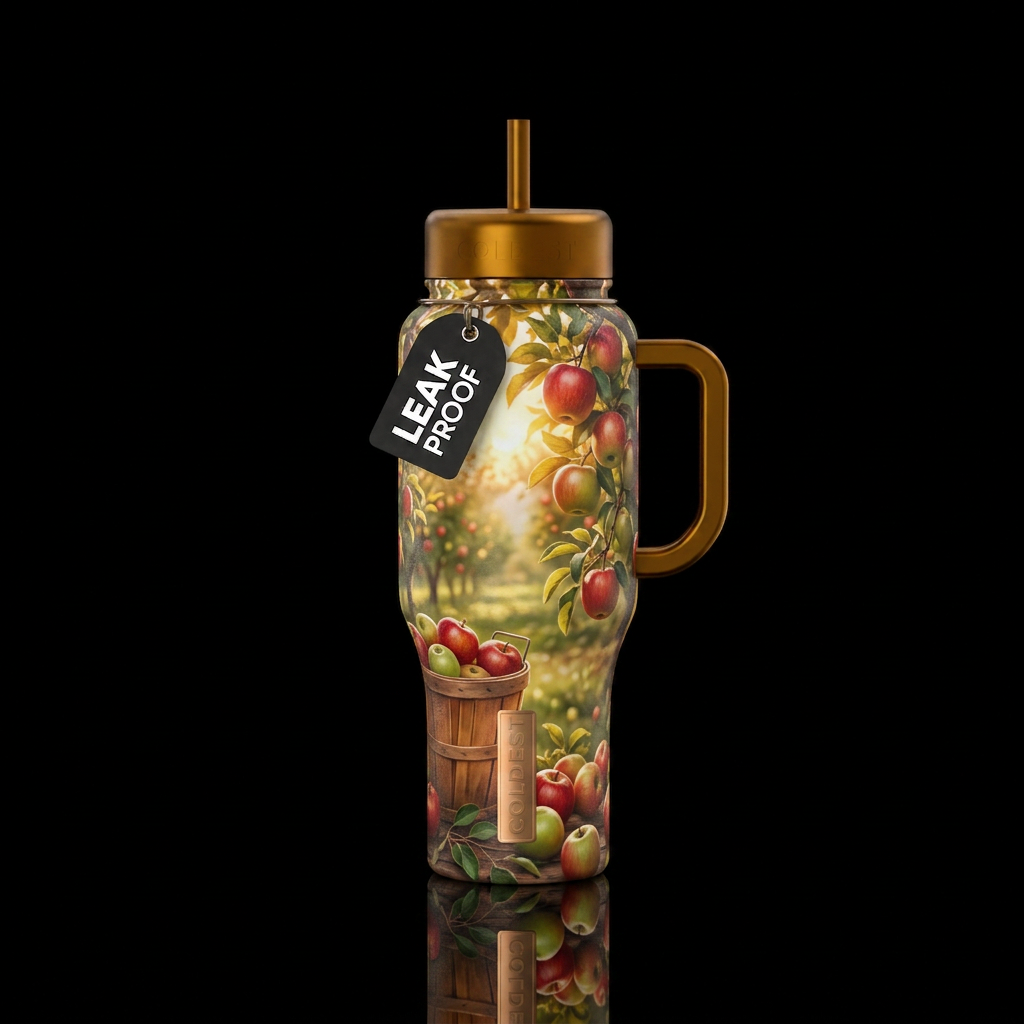 Afternoon Apple Picking water bottle design