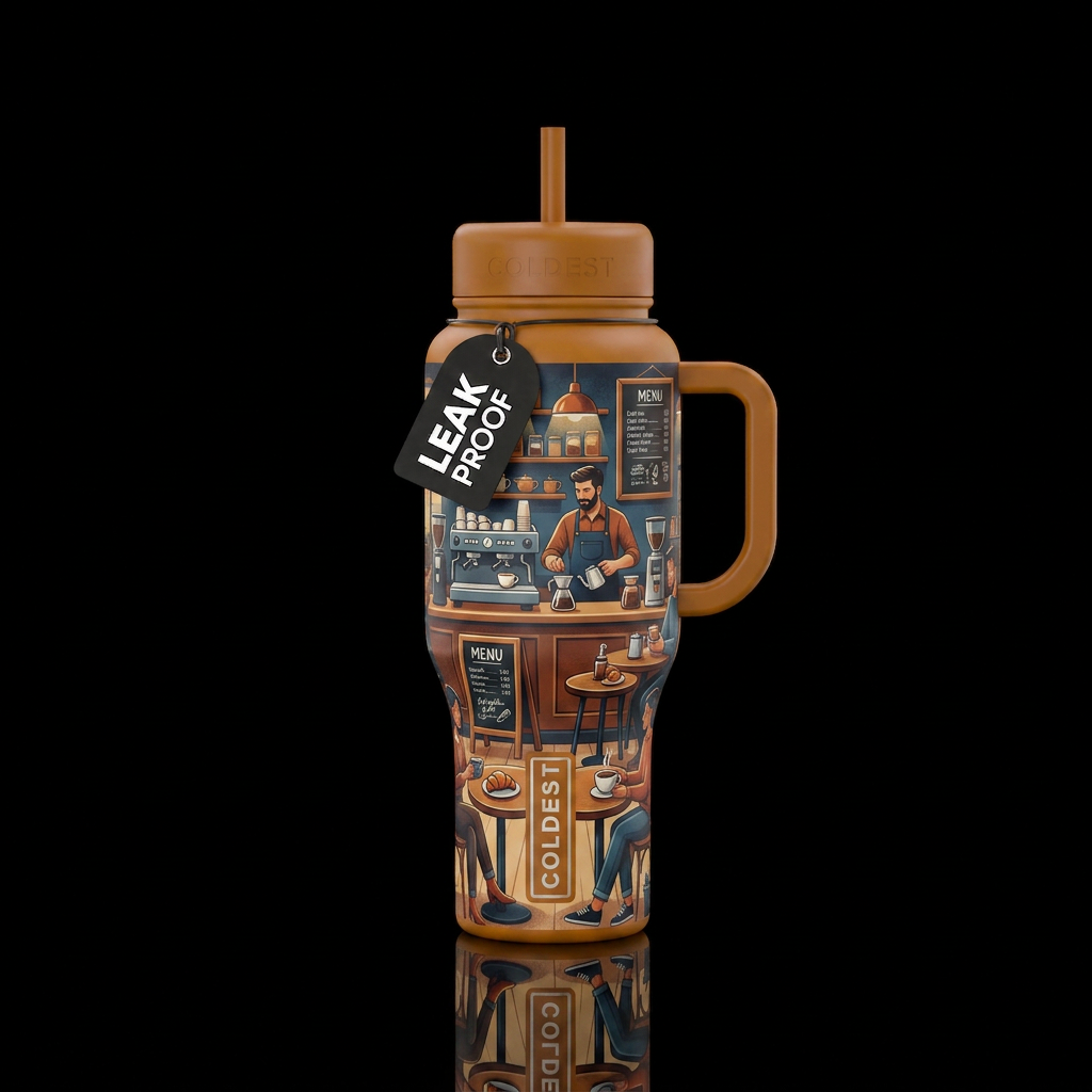 A Day at the Cafe' water bottle design