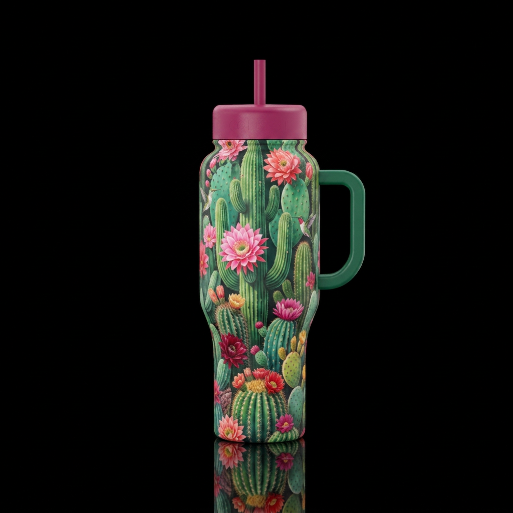 Cactus Blossoms water bottle design