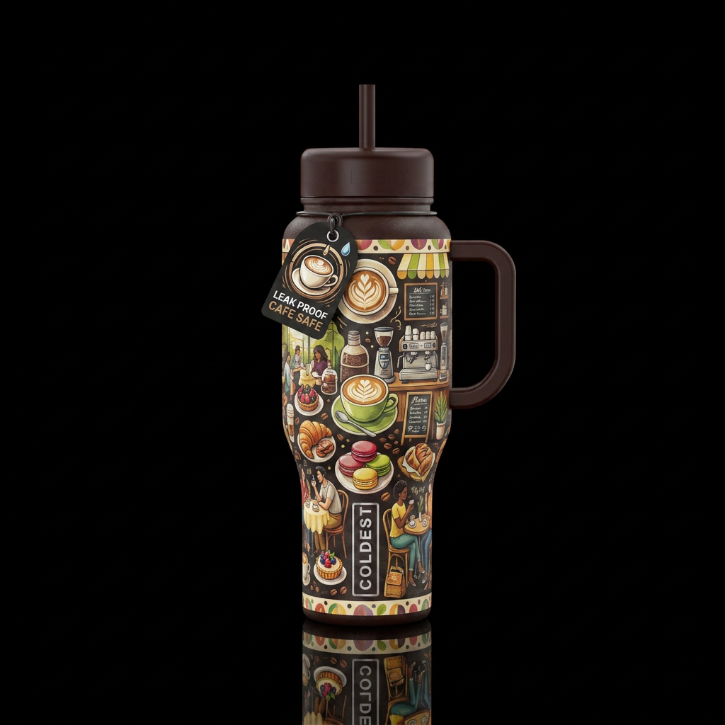A Day at the Cafe' water bottle design