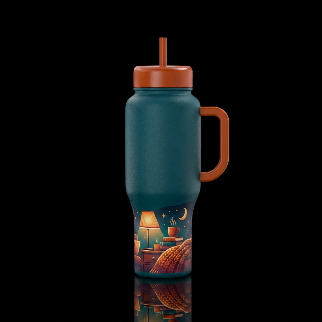 Cozy Sunday Night water bottle design
