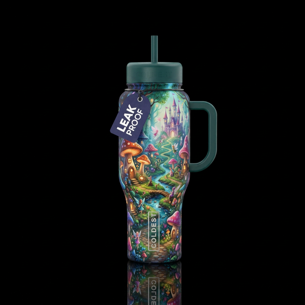 Fairy Town water bottle design