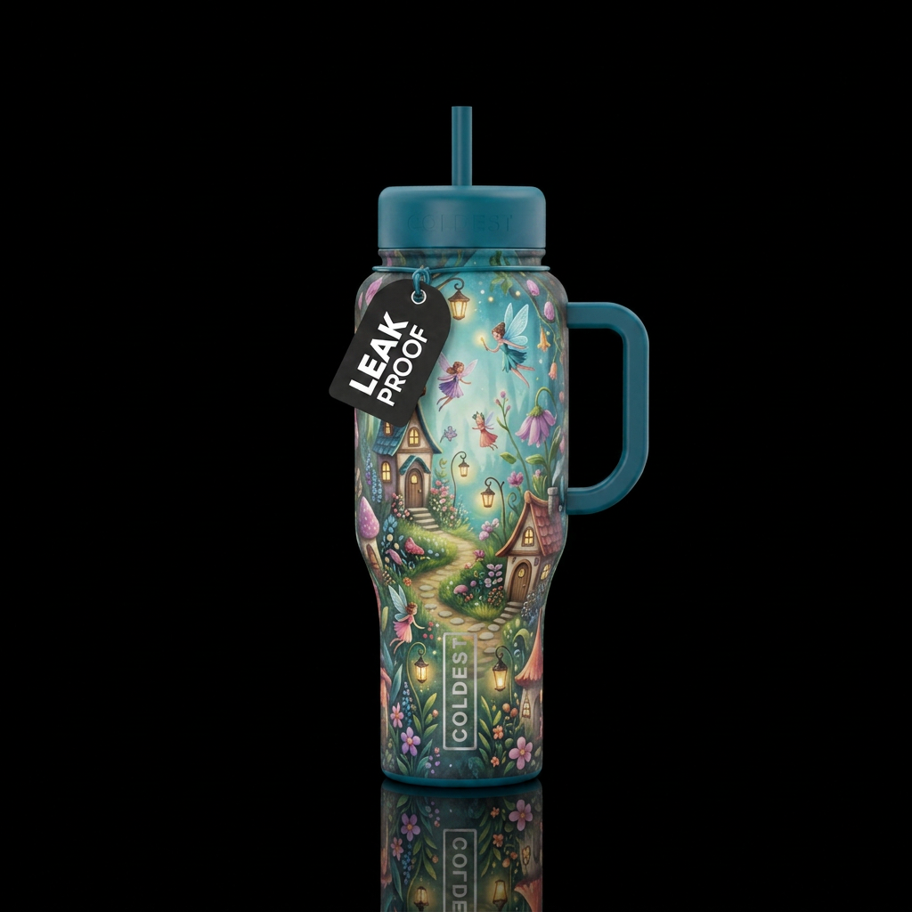 Fairy Town water bottle design