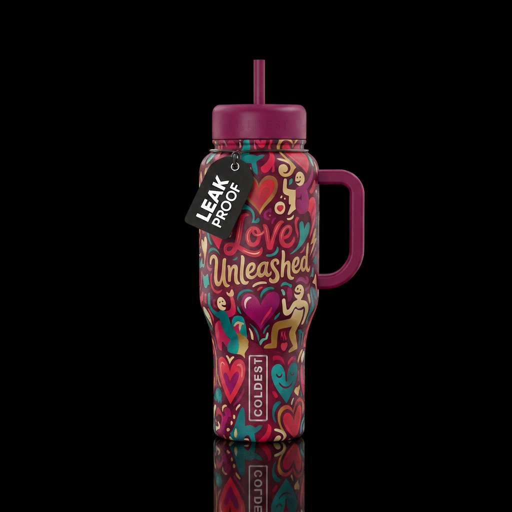 Love Unleashed water bottle design