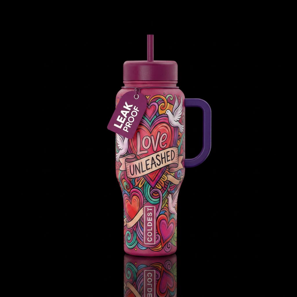 Love Unleashed water bottle design
