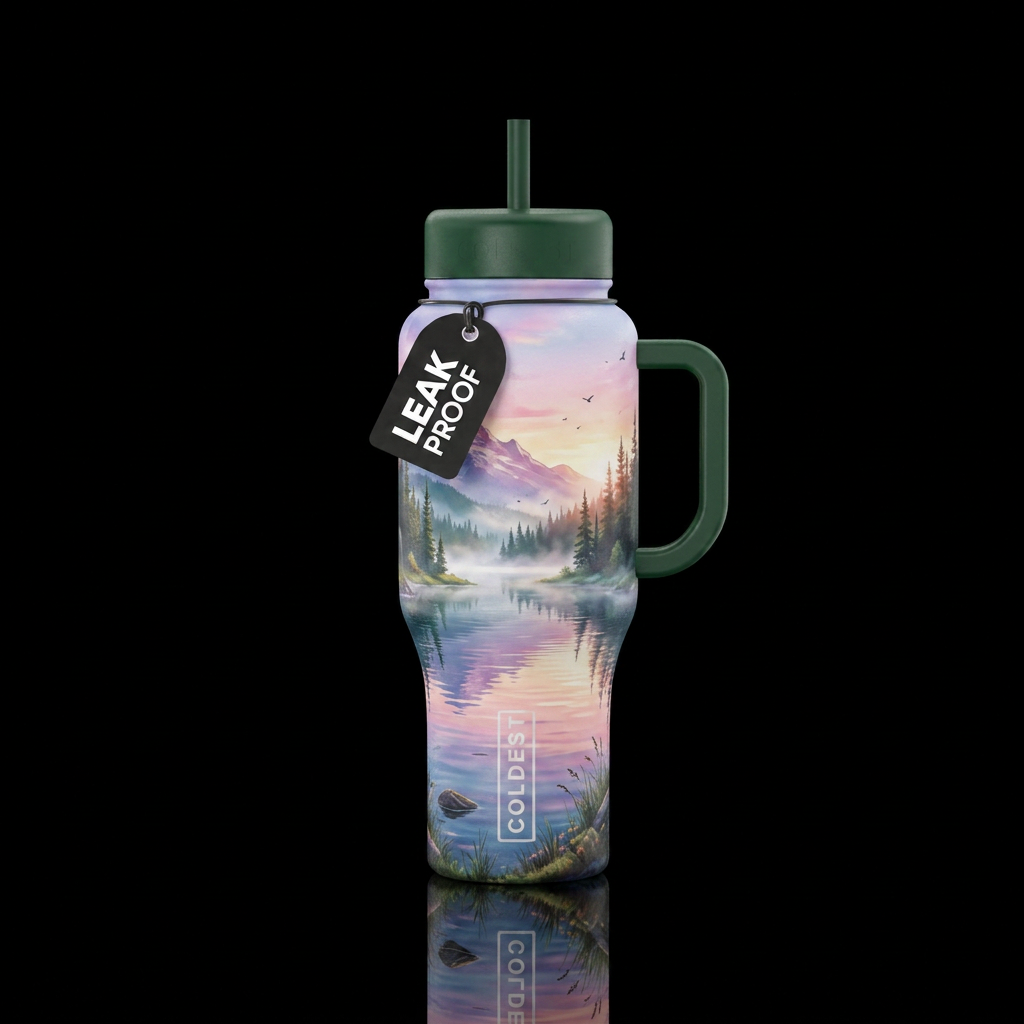 Lakeside Morning water bottle design