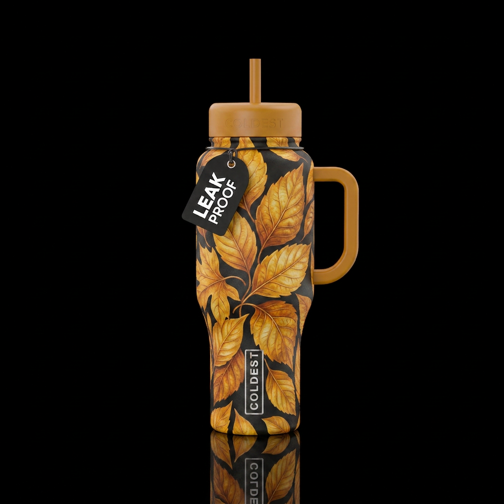 Amber Leaves water bottle design