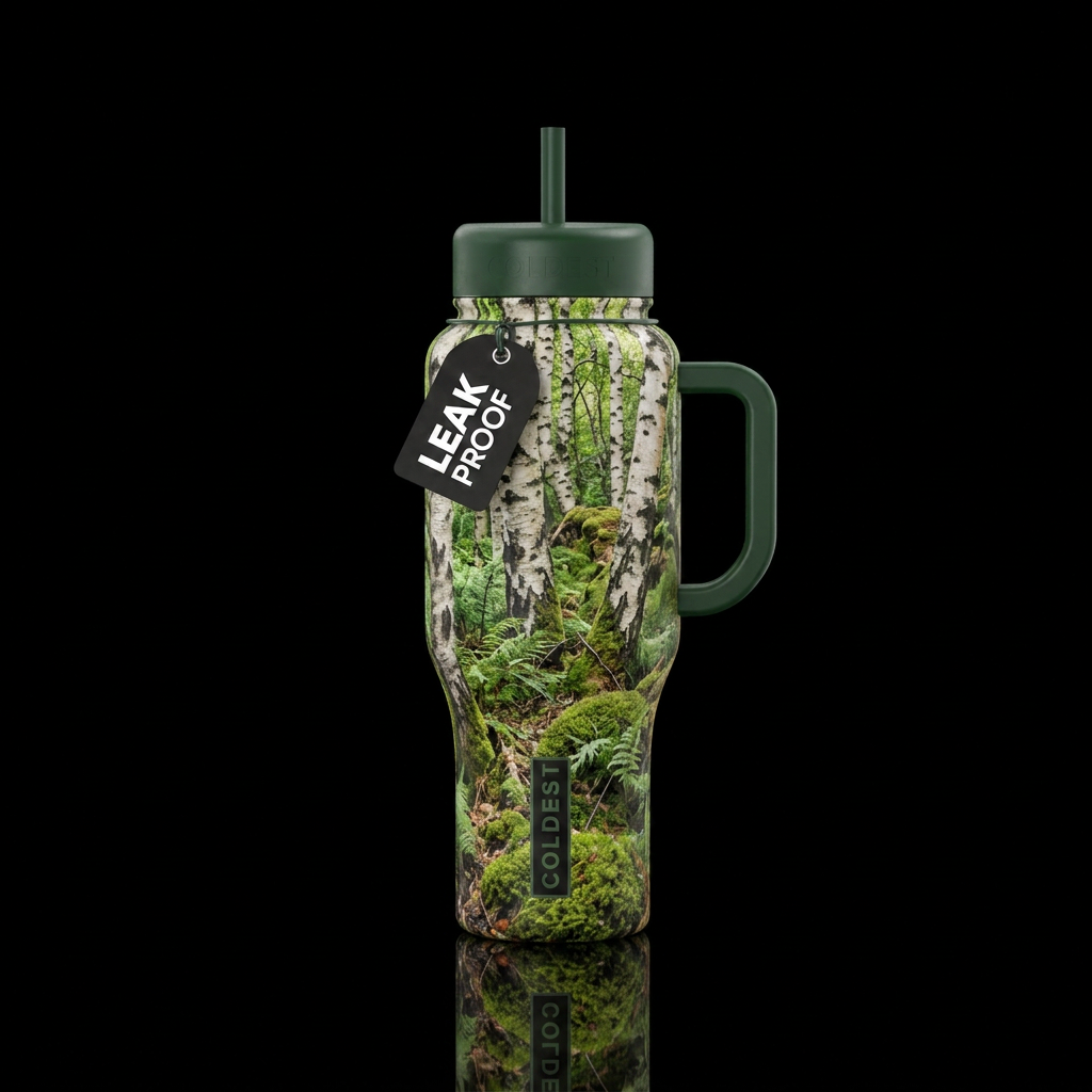 Birch Trees and Moss water bottle design