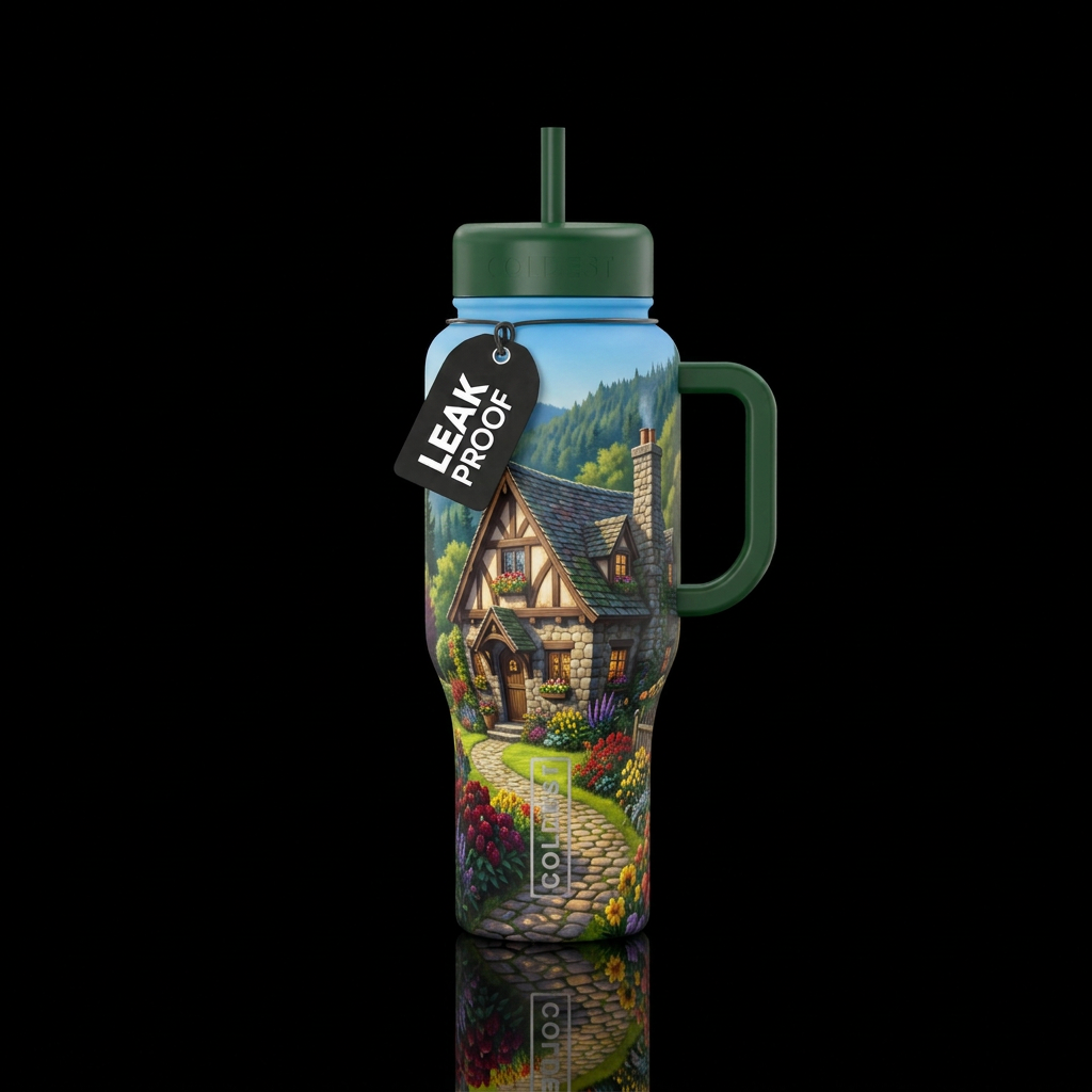Cozy Cottage water bottle design