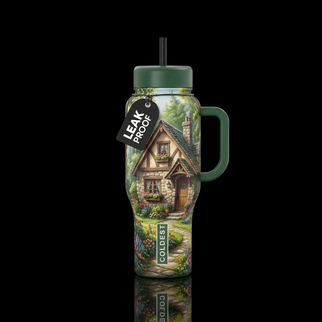 Cozy Cottage water bottle design