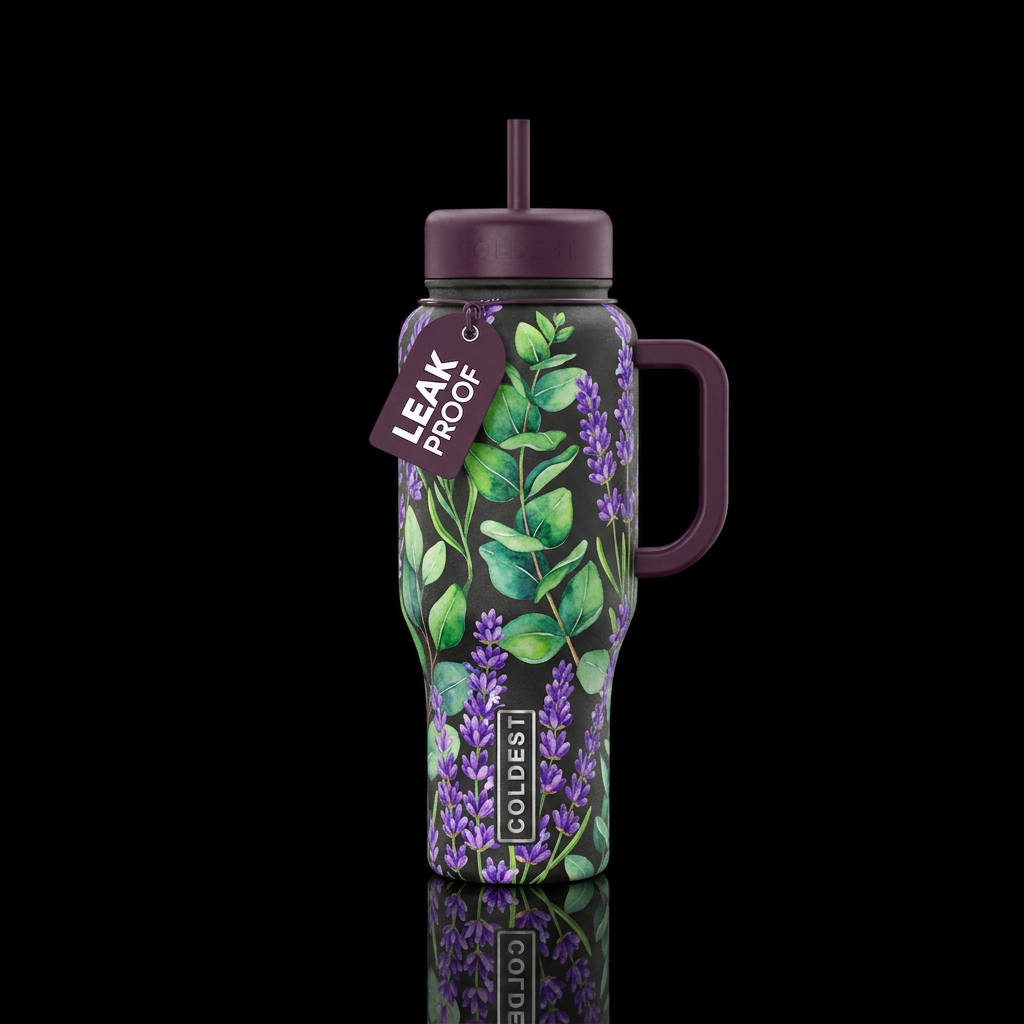 Eucalyptus & Lavender water bottle design