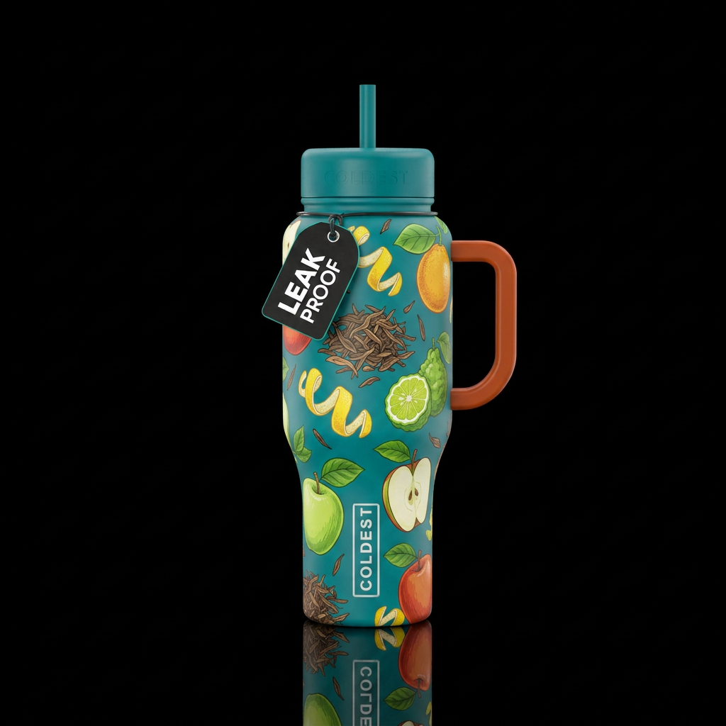 Earl Grey & Apple water bottle design