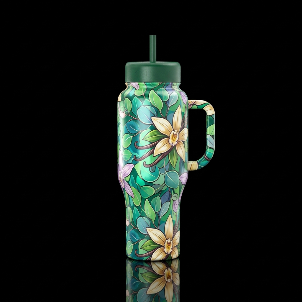 Eucalyptus & Vanilla water bottle design