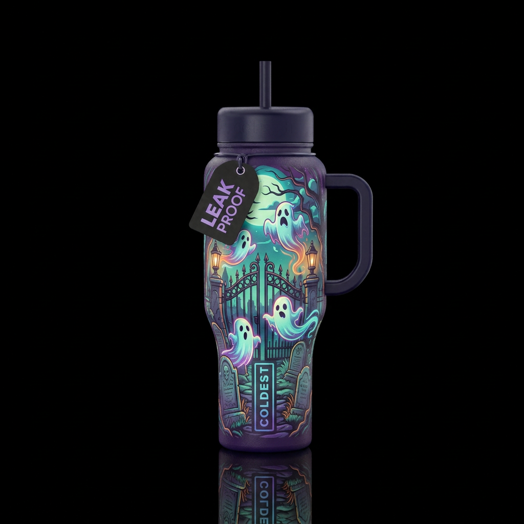 Graveyard Ghost Tour water bottle design