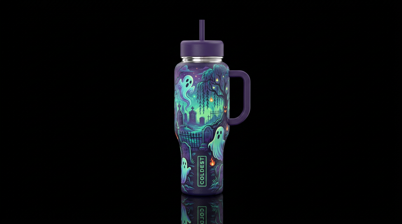 Graveyard Ghost Tour water bottle design