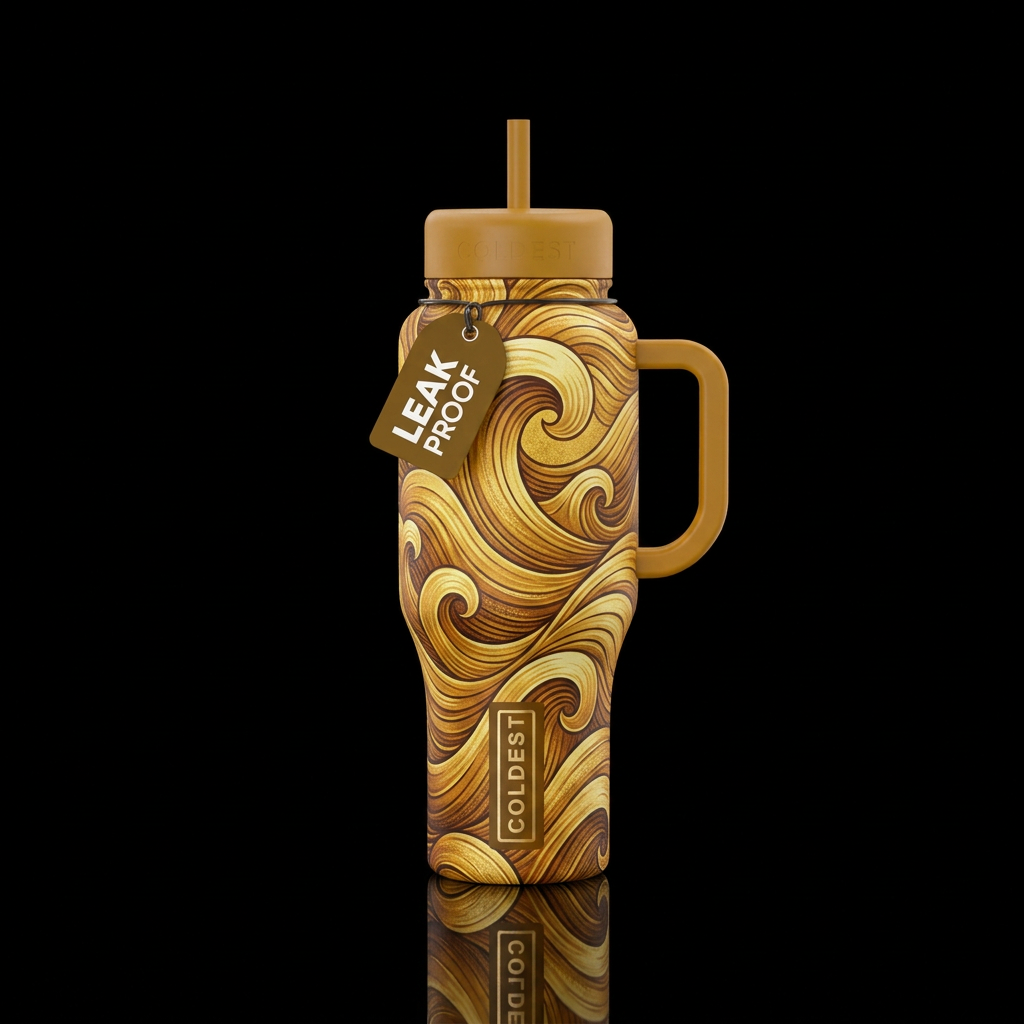 Golden Waves water bottle design