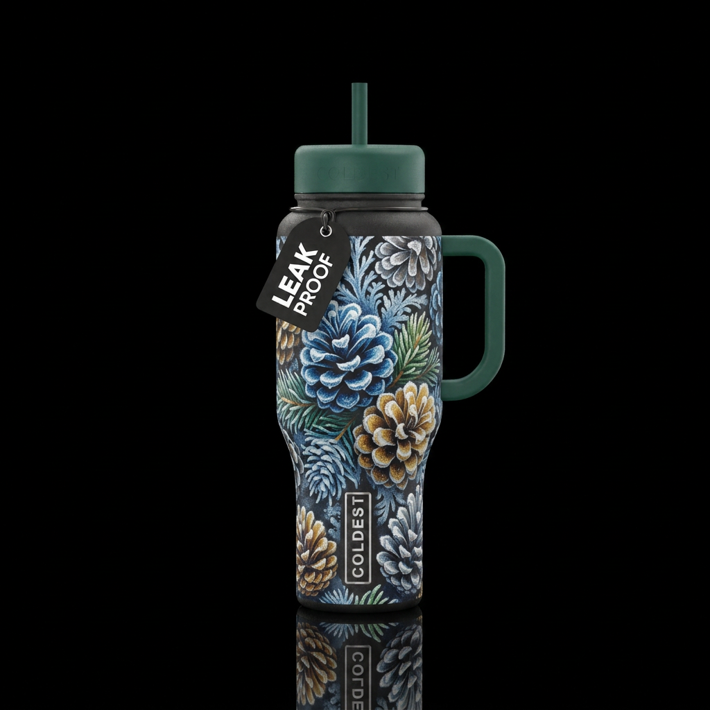Frosted Pinecones water bottle design