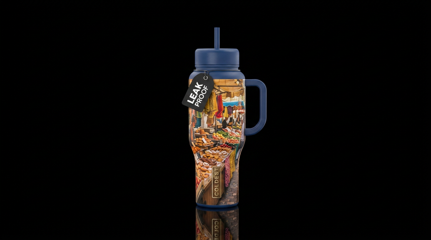 French Market water bottle design