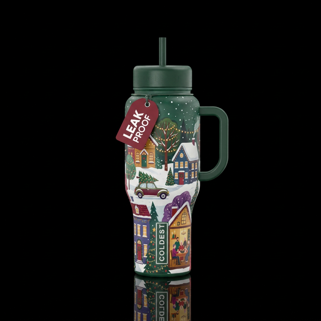 Home for the Holidays water bottle design
