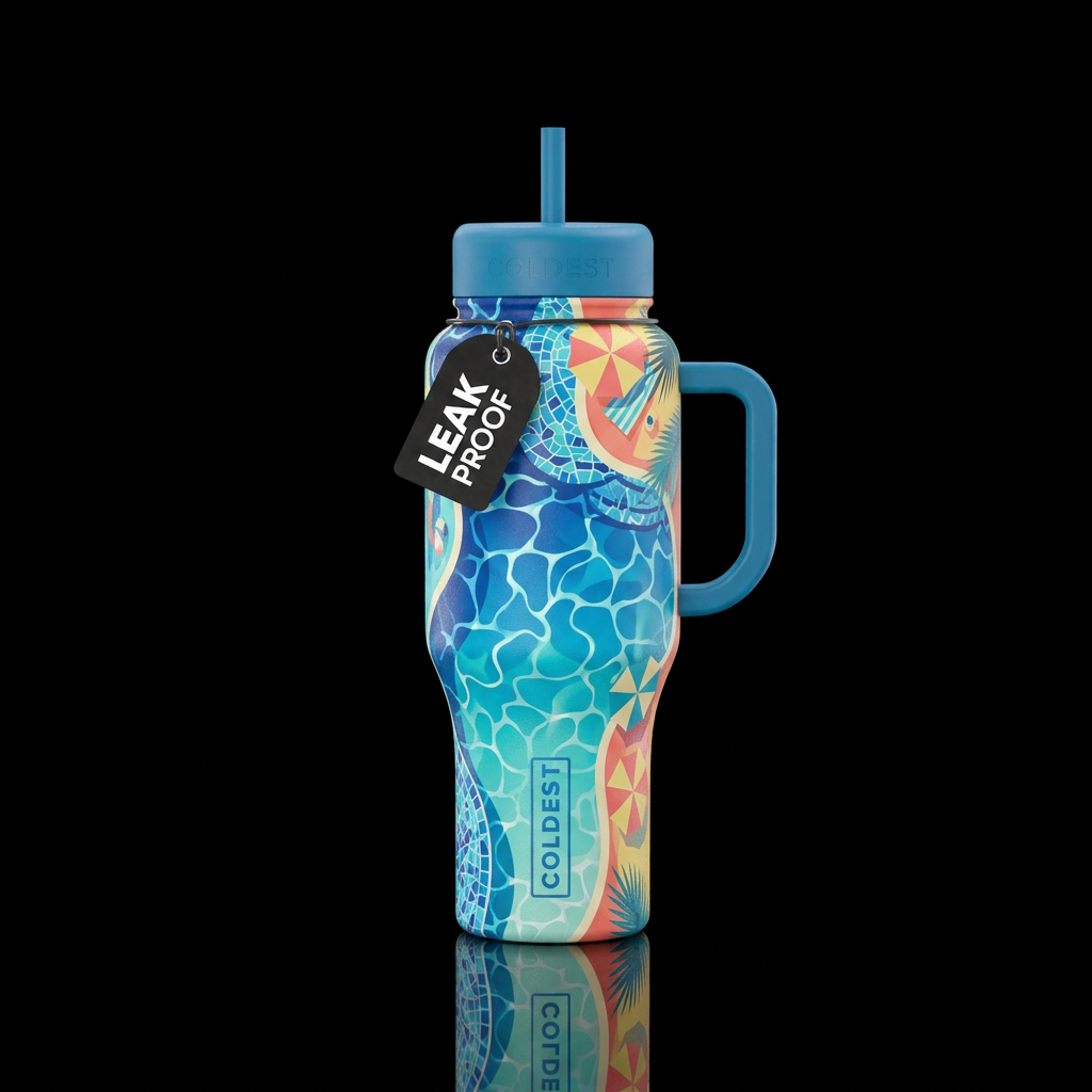 Azure Poolside water bottle design