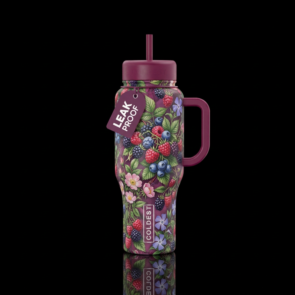 Berry Enchanted Garden water bottle design