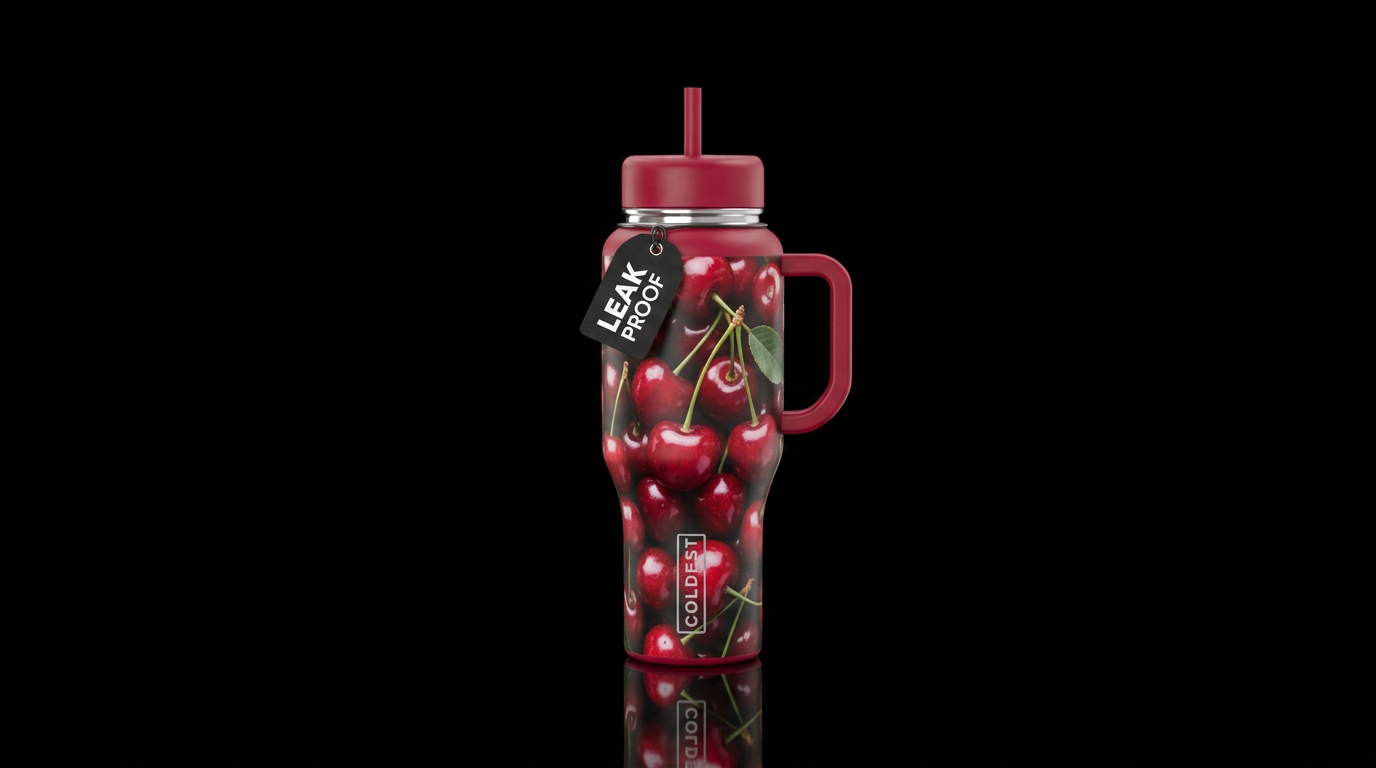 Bouquet of Crimson Cherries water bottle design