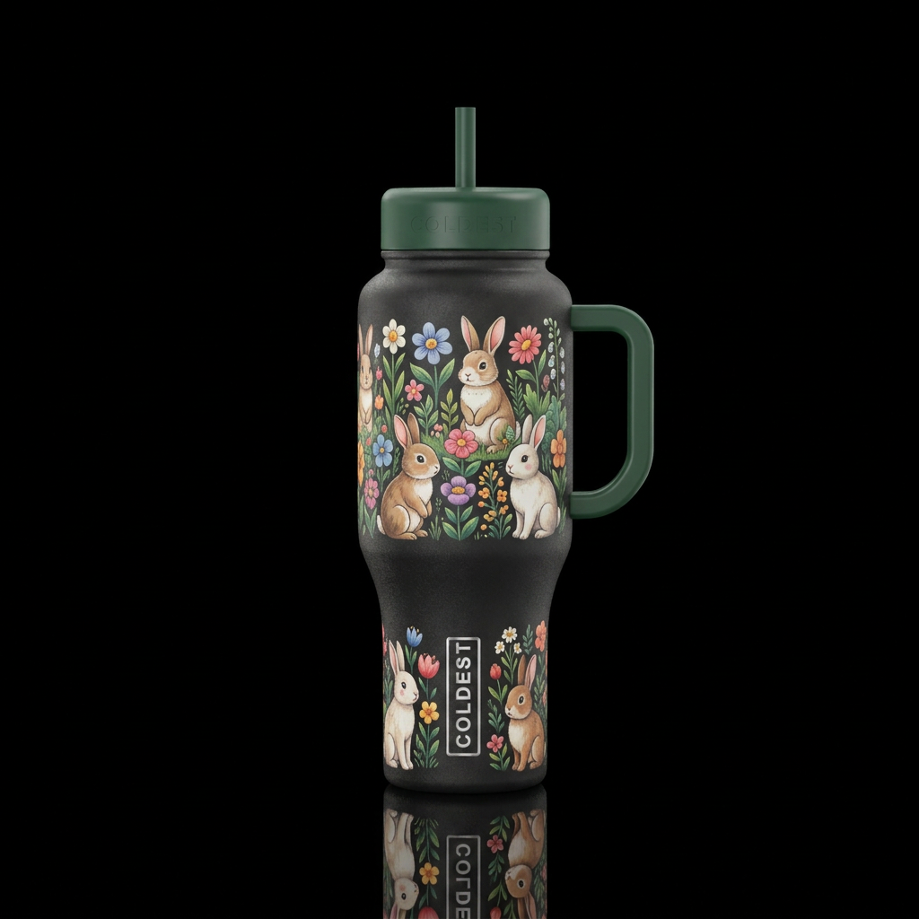 Bunny Garden water bottle design