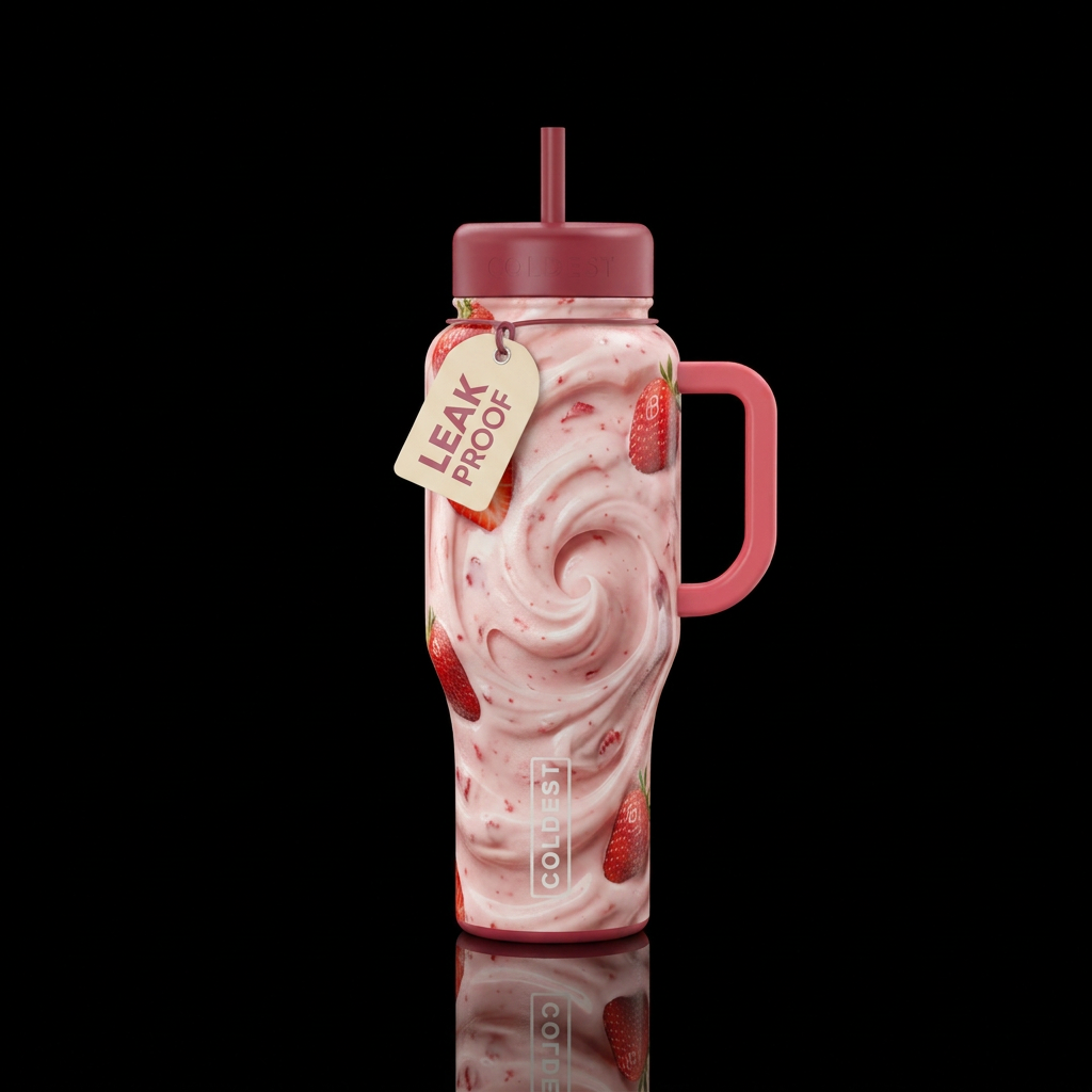 Creamy Strawberry water bottle design