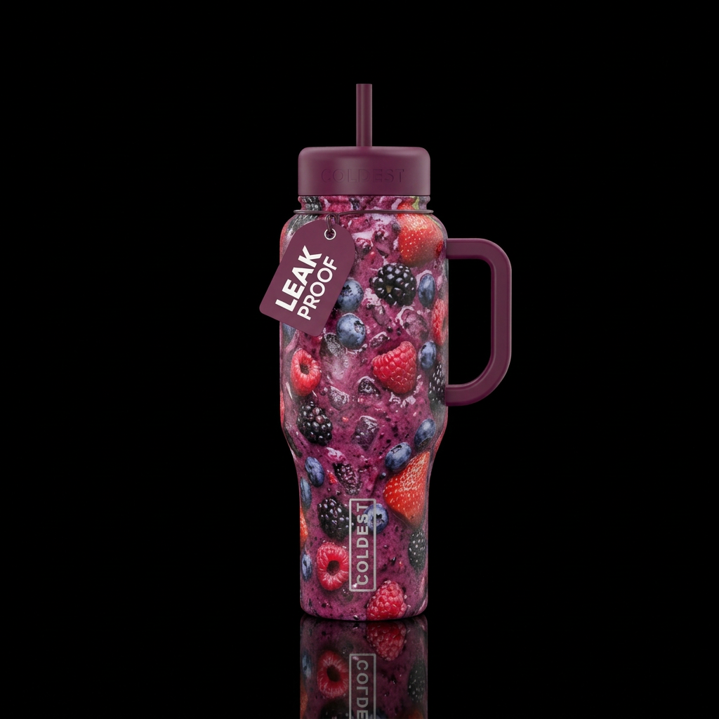 Crushed Berry Smoothie water bottle design