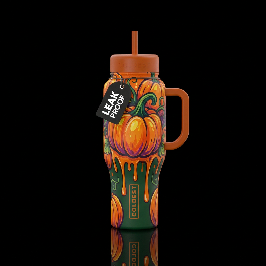 Dripping Pumpkin water bottle design