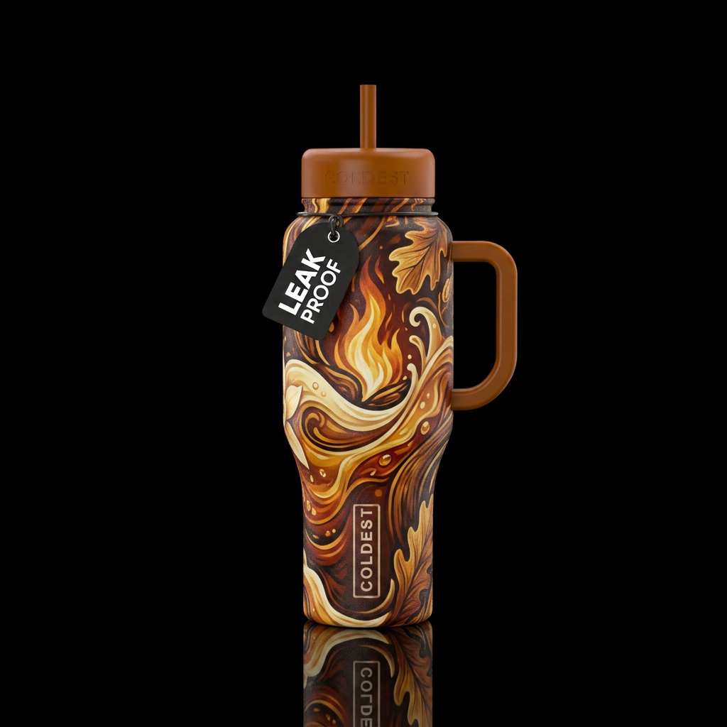 Fireside Vanilla Bourbon water bottle design