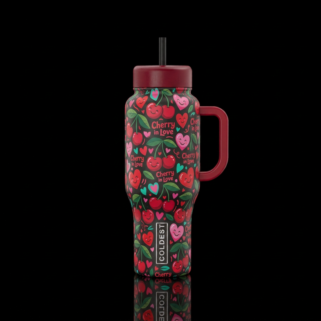 Cherry in Love water bottle design