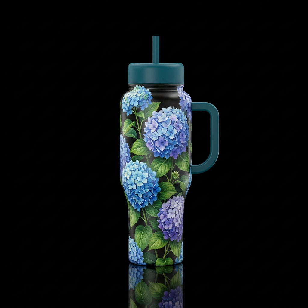 Hydrangea Resilience water bottle design