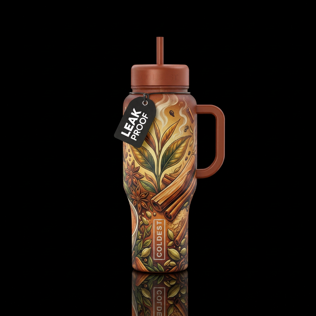 Infused Chai Santal water bottle design