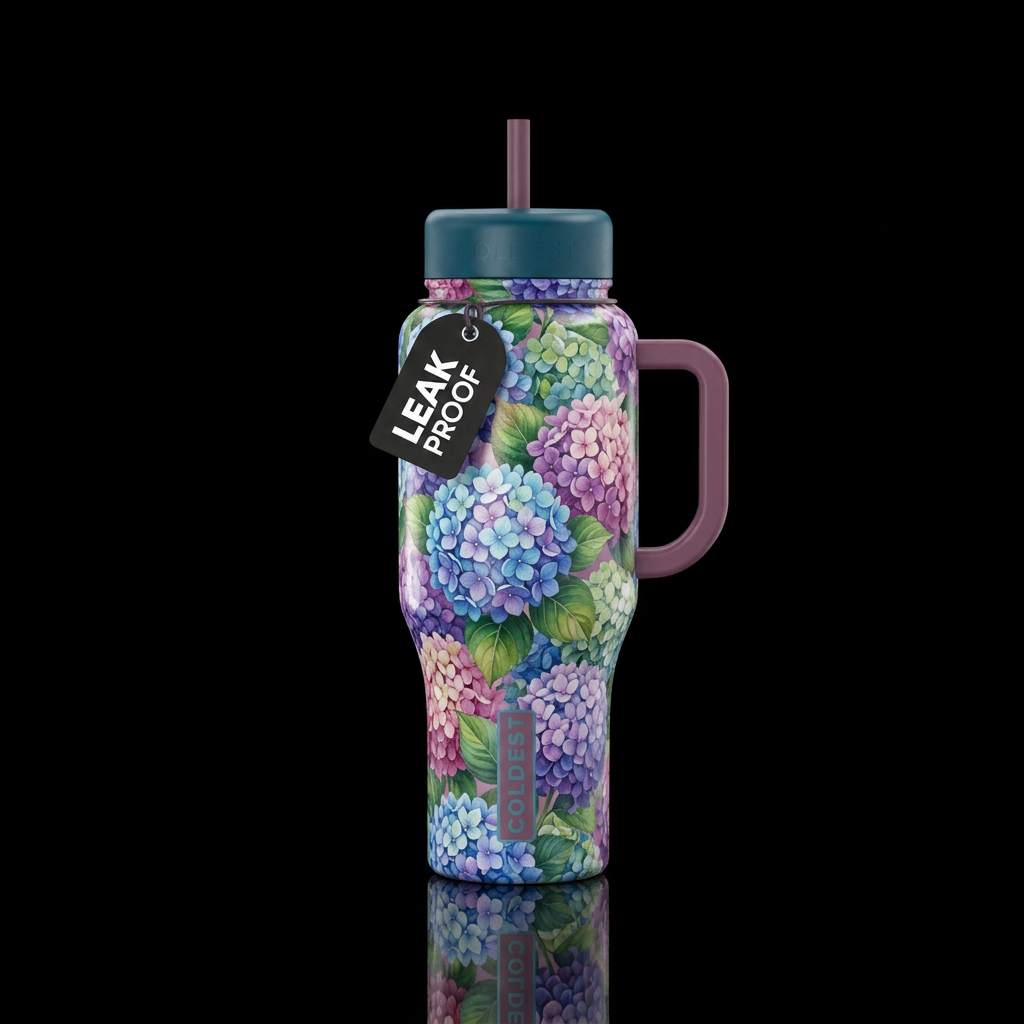 Hydrangea Resilience water bottle design