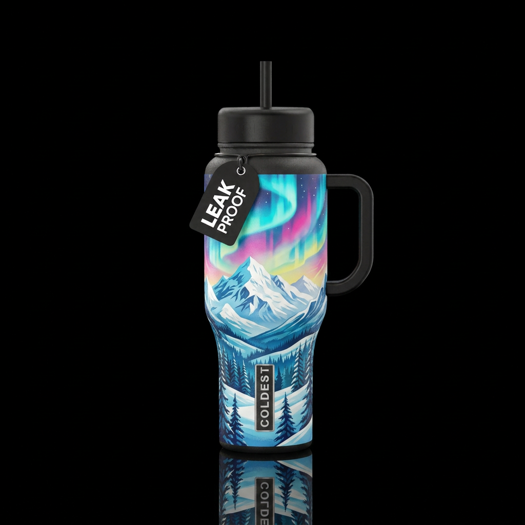 Alaska Winter water bottle design