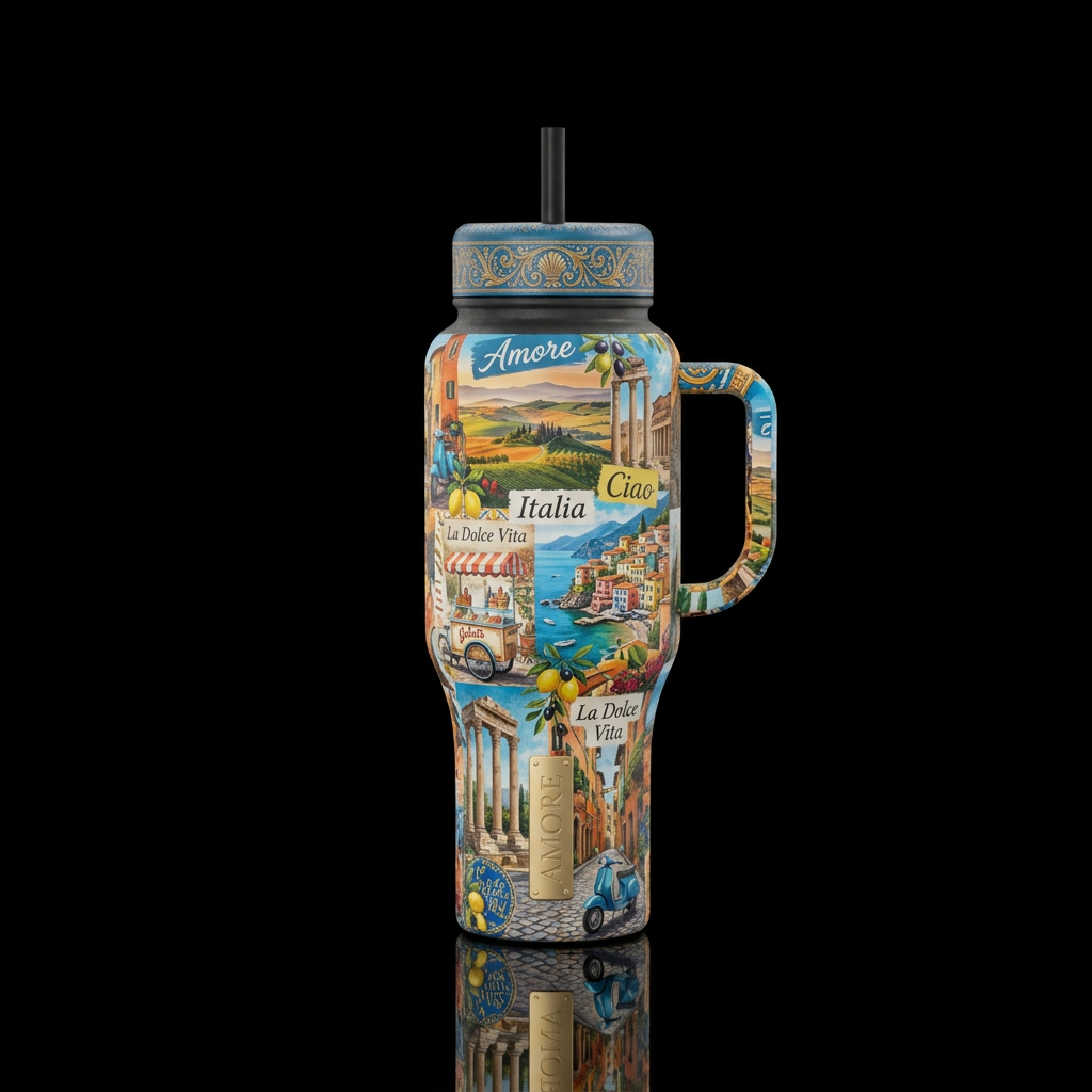 Amore in Italy water bottle design