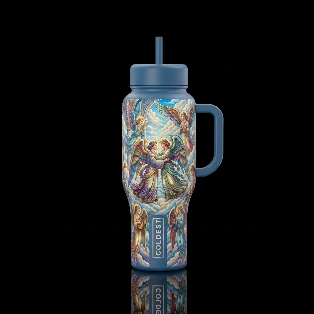 Angel Reception water bottle design